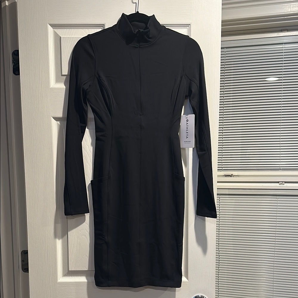 Athleta Delancy Robe Black Long Sleeve Dress - Size XS NWT